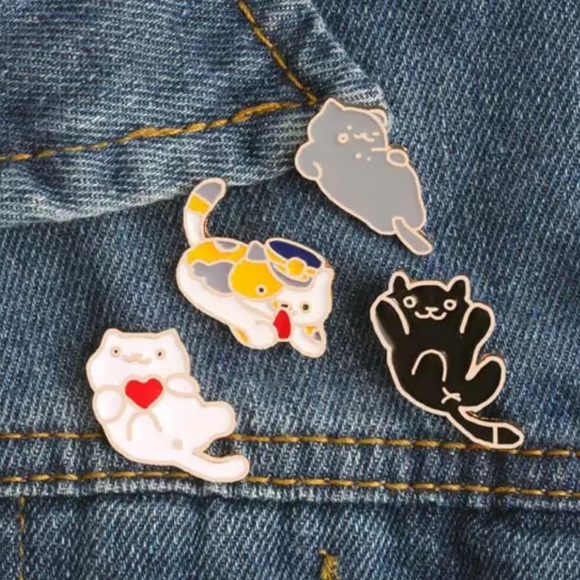 Accessories - NEW 4 PIECE THICK ENAMEL PIN SET BADGE JEWELRY